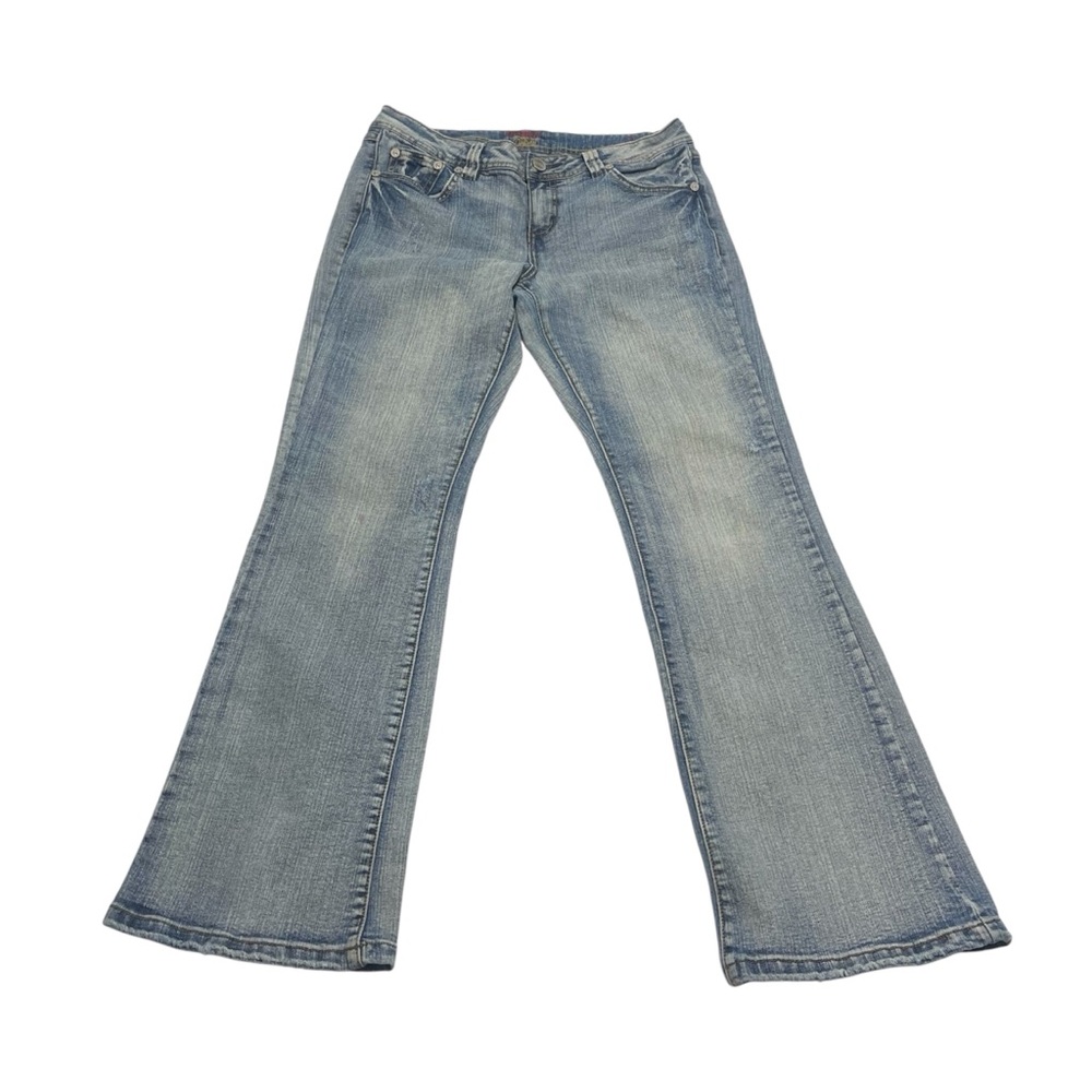Bongo Jeans Flirty Bootcut Stone Washed Women’s Size 13 Distressed Low Rise Y2K